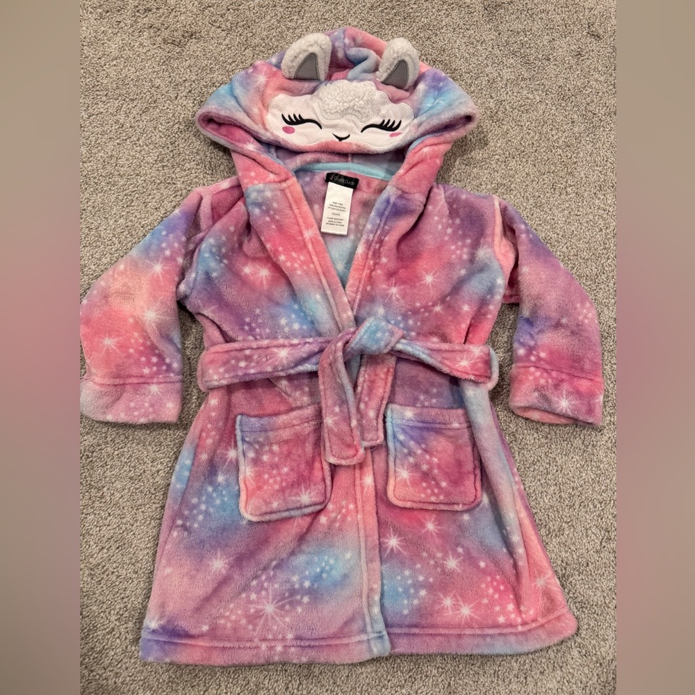 Cuddl Duds Kids Llama Hood Pajama Robe - Pink and Purple